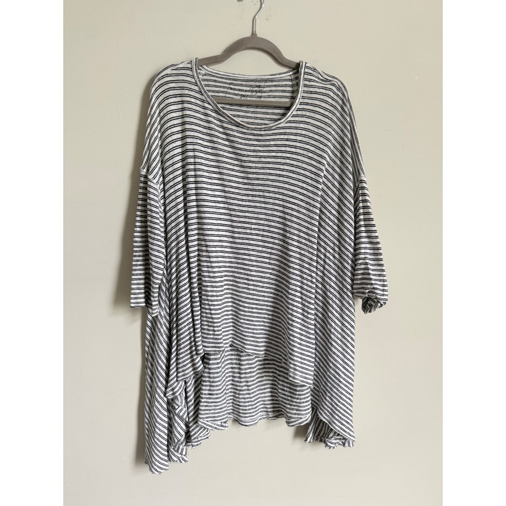 Free People We The Free Oversized Tunic Top Striped Black White Medium Large